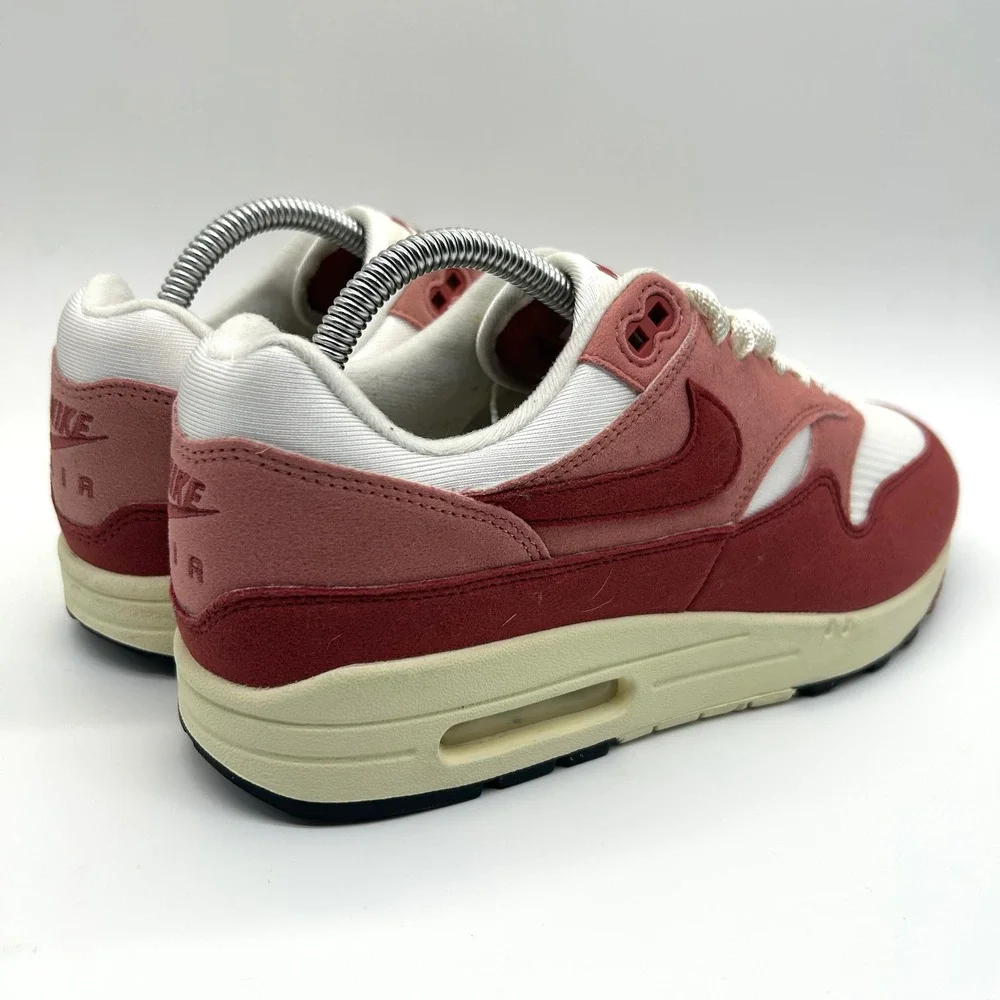 Nike Air Max 1 Shoes Womens 10 Pink Red Stardus Suede Mesh Retro Sneakers